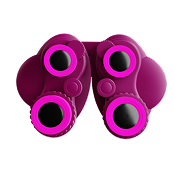 Binoculars icon representing eye care domain-specific AI intelligence