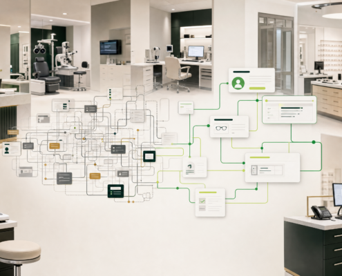 Eye care practice with connected digital workflows