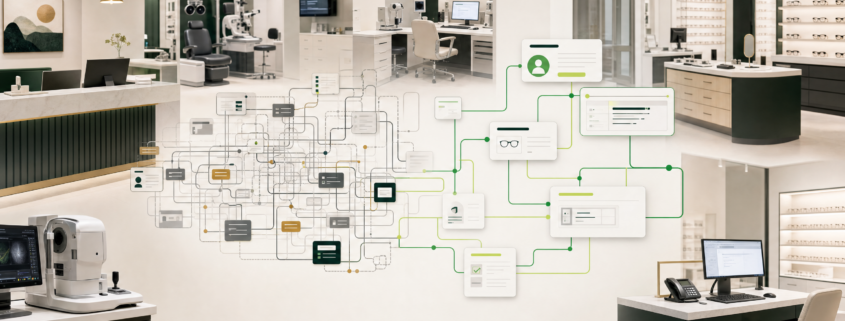 Eye care practice with connected digital workflows